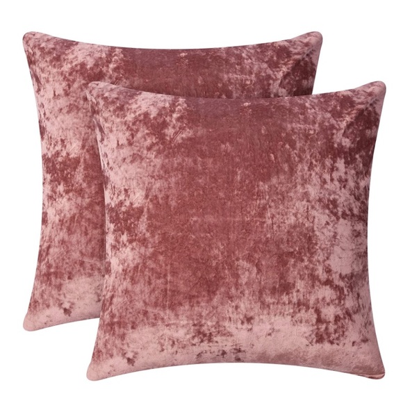 Accents Luxury Home Elegant Cranberry Pink Luxe Crushed Velvet Euro